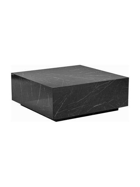 Table basse aspect marbre Lesley, Panneau en fibres de bois à densité moyenne (MDF), enduit feuille mélaminée, Noir, aspect marbre, brillant, larg. 90 x prof. 90 cm
