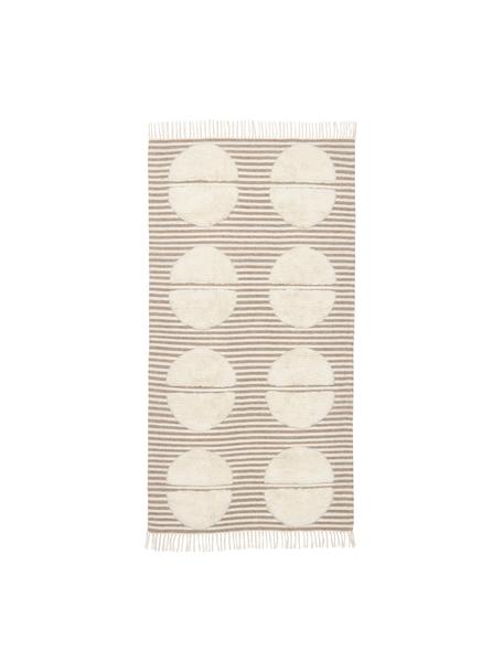 Ručně tkaný vlněný koberec s různou výškou povrchu Anica, Béžová, Š 80 cm, D 150 cm (velikost XS)