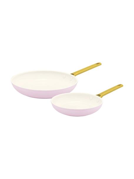 Bratpfannen Padova mit Antihaftbeschichtung, 2er-Set, Griffe: Edelstahl, beschichtet mi, Rosa, Goldfarben, Ø 20 cm, Ø 28 cm