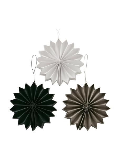Adornos navideños artesanales Dilia, 3 uds., Papel reciclado, Negro, blanco, greige, Ø 30 cm