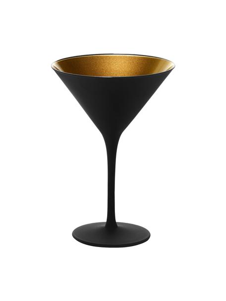 Copas martini de cristal Elements, 6 uds., Cristal recubierto, Negro, latón, Ø 12 x Al 17 cm, 240 ml