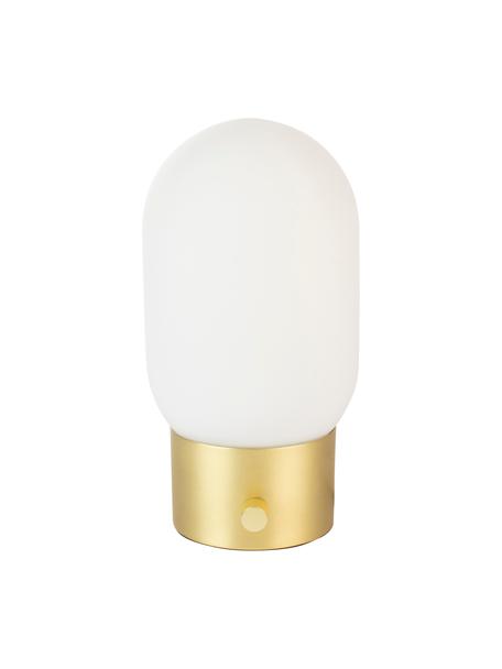 Kleine Dimmbare Nachttischlampe Urban mit USB-Anschluss, Lampenschirm: Opalglas, Goldfarben, Opalweiss, Ø 13 x H 25 cm
