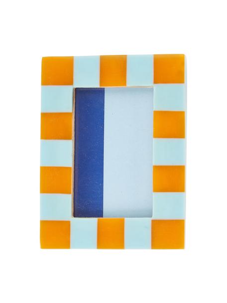 Cornice fotografica Check, Poliresina, pannello di fibra a media densità (MDF), Arancione, bianco, blu, Larg. 8 x Alt. 11 cm