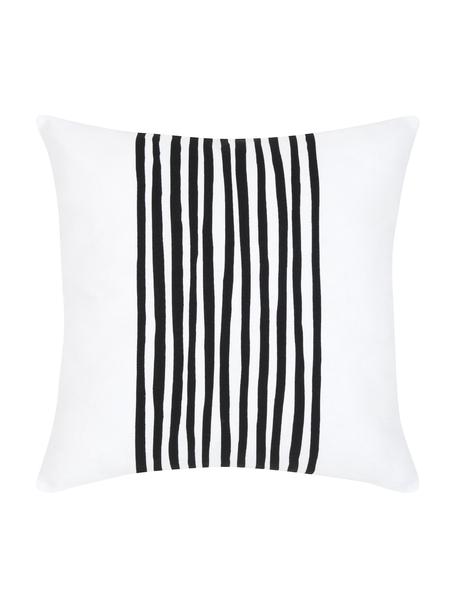 Kissenhülle Corey mit Streifen in Schwarz/Weiß, 100% Baumwolle, Schwarz, Weiß, 40 x 40 cm