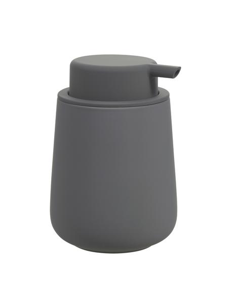 Dosificador de jabón de porcelana Nova One, Recipiente: porcelana, Dosificador: plástico, Gris, Ø 8 x Al 12 cm