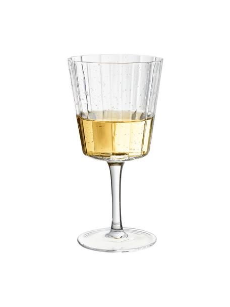 Ručne fúkaný pohár na víno Scallop Glasses, 4 ks, Fúkané sklo, Priehľadná, Ø 9 x V 17 cm