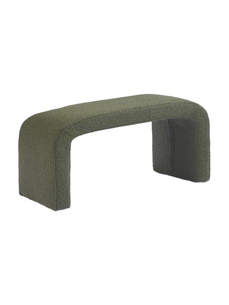 Banco tejido bouclé Penelope, Tapizado: tejido bouclé (100% polié, Estructura: metal, madera contrachapa, Bouclé verde, An 110 x Al 46 cm