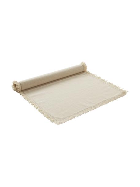 Camino de mesa de algodón con flecos Henley, 100% algodón, Beige, An 40 x L 140 cm