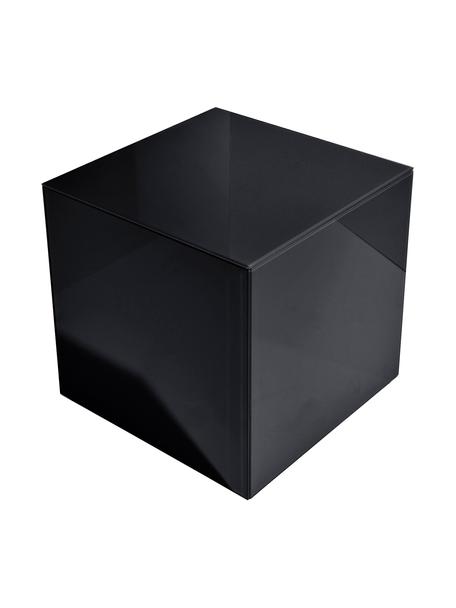 Table d'appoint noire effet mirroir Pop, MDF (panneau en fibres de bois à densité moyenne), verre, teinté, Noir, larg. 35 x haut. 35 cm