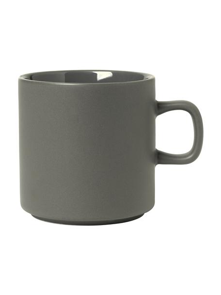 Kaffeetassen Pilar in Dunkelgrau matt/glänzend, 6 Stück, Keramik, Dunkelgrau, Ø 9 x H 9 cm
