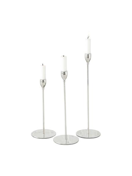 Kerzenhalter-Set Malte, 3-tlg., Metall, Silberfarben, Set mit verschiedenen Größen