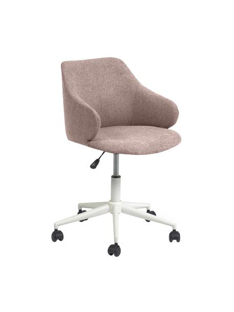 Sedia da scrivania imbottita Einara, regolabile in altezza, Rivestimento: poliestere, Struttura: acciaio rivestito, Ruote: polipropilene, Tessuto rosa, Larg. 64 x Alt. 64 cm
