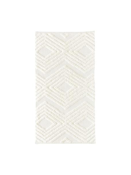 Handgewebter Baumwollteppich Ziggy mit erhabener Hoch-Tief-Struktur, 100% Baumwolle, Cremeweiß, B 160 x L 230 cm (Größe M)