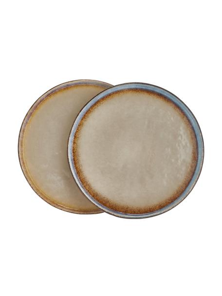 Ručně vyrobené mělké talíře Nomimono, 2 ks, Kamenina, Odstíny šedé, béžové a modré, Ø 27 cm