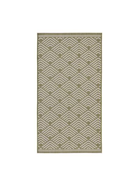 In- & Outdoor-Teppich Milano mit grafischem Muster, 70 % recyceltes Polypropylen, 30 % Polyester
 
Das in diesem Produkt verwendete Material ist schadstoffgeprüft und zertifiziert nach STANDARD 100 by OEKO-TEX®, 13.HTR.20785, Hohenstein HTTI., Olivgrün, Weiß, B 80 x L 150 cm (Größe XS)