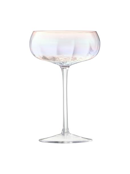 Copas pompadour de champán de vidrio soplado artesanalmente Pearl, 4 uds., Vidrio, Transparente iridiscente, Ø 11 x Al 16 cm, 300 ml