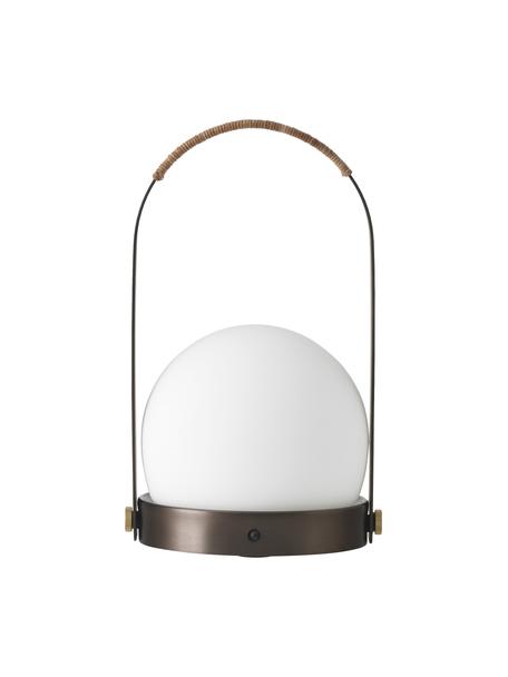 Dimbare tafellamp Bubo met USB-aansluiting, Lampenkap: opaalglas, Frame: gepoedercoat metaal, Wit, bruin, Ø 14  x H 24 cm