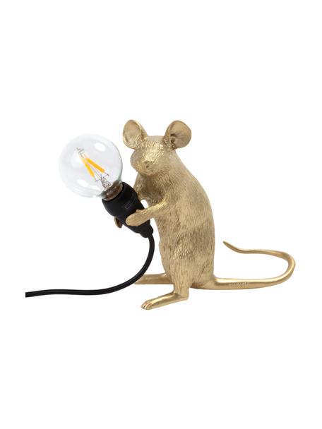 Kleine design tafellamp Mouse, Lamp: kunsthars, Goudkleurig, B 13 x H 15 cm