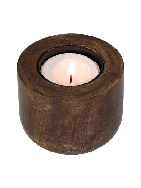 Świecznik z drewna na tealighty Light, Drewno naturalne, Ciemne drewno naturalne, Ø 7 x W 5 cm