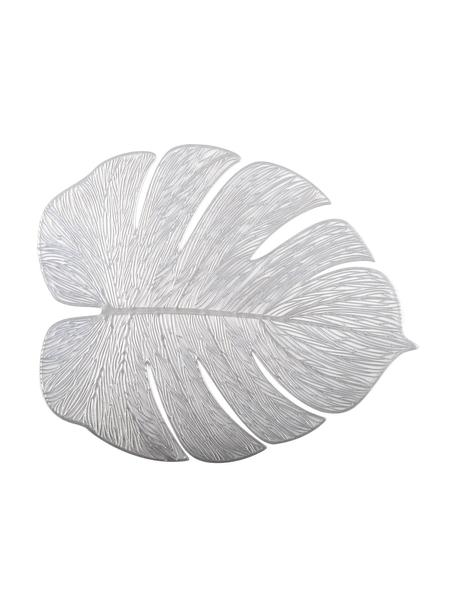 Kunststoff-Tischsets Leaf, 2 Stück, Kunstfaser, Silberfarben, B 40 x L 33 cm