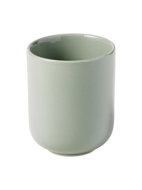 Tazas de porcelana Nessa, 4 uds., Porcelana dura de alta calidad, Verde salvia, Ø 8 x Al 10 cm