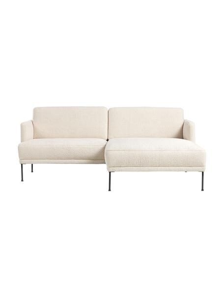 Kleine hoekbank Fluente met metalen poten, Bekleding: geweven stof (100% polyes, Frame: massief grenenhout, FSC-g, Poten: gelakt metaal, Teddy crèmewit, B 198 x D 152 cm, hoekdeel rechts