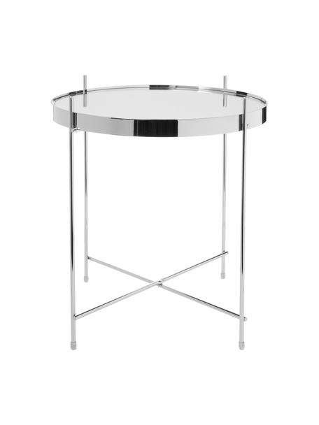 Skládací odkládací stolek se skleněnou deskou Cupid, Stříbrná, Ø 43 cm, V 45 cm