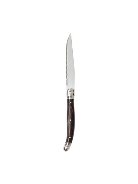 Steak-Messer Gigaro, 4 Stück, Messer: Edelstahl, Griff: Pakkaholz, Dunkles Holz, Silberfarben, L 23 cm