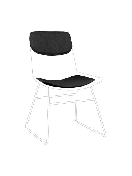 Sitzauflagen-Set für Metall-Stuhl Wire, 2-tlg., Bezug: 60% Baumwolle, 40% Polyes, Dunkelgrau, Set mit verschiedenen Größen
