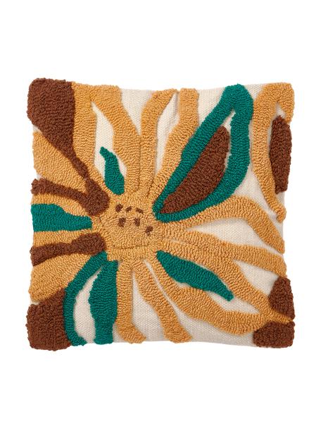 Federa arredo ricamata con motivo floreale Poppy, Struttura: 100% lana, Multicolore, Larg. 45 x Lung. 45 cm