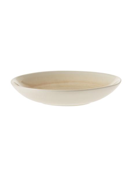 Handgemachte Suppenteller Pure matt/glänzend mit Farbverlauf, 6 Stück, Keramik, Beige, Weiß, Ø 23 cm