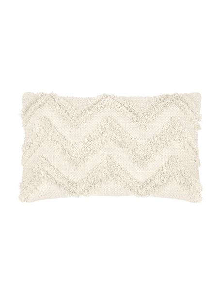 Housse de coussin rectangulaire Akesha, 100 % coton, Blanc crème, larg. 30 x long. 50 cm