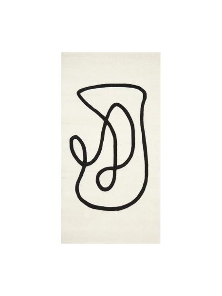 Tapis en laine blanc crème tufté à la main dessin One Line Line, Beige, larg. 160 x long. 230 cm (taille M)