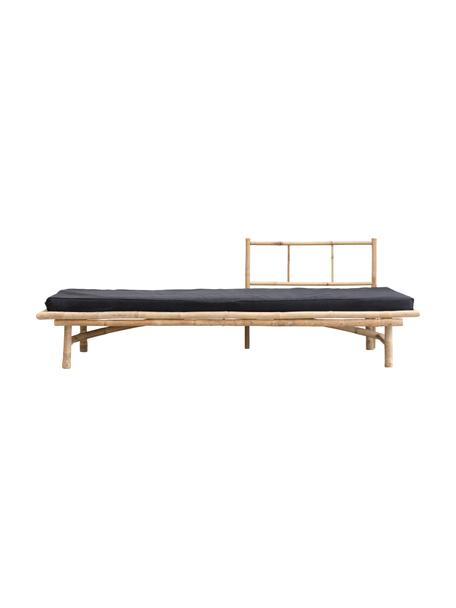 Tapicerowane łóżko dzienne z drewna bambusowego Mandisa, Korpus: drewno bambusowe, natural, Tapicerka: poliester, Drewno bambusowe, czarny, S 215 x G 100 cm
