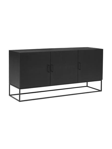 Sideboard Lyle mit Türen aus massivem Mangoholz, Korpus: Massives Mangoholz, lacki, Schwarz, B 150 x H 72 cm