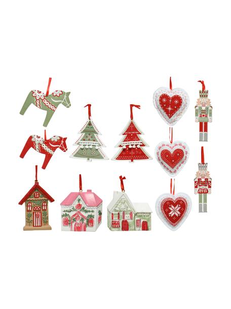 Baumanhänger-Set Mille H 9 cm, 12 Stück, Weiß, Bunt, Set mit verschiedenen Größen