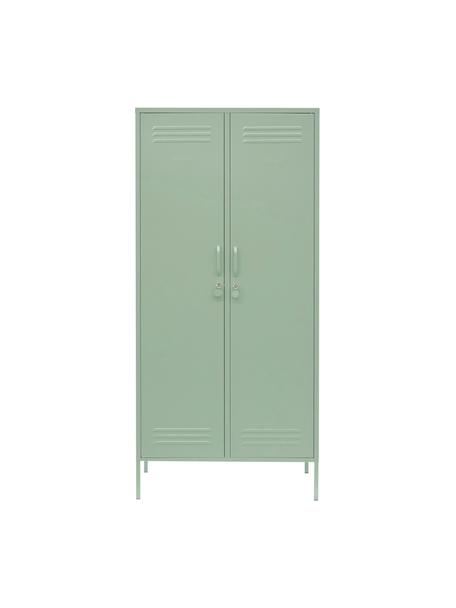 Malá šatní skříň Twinny, Ocel s práškovým nástřikem, Šalvějově zelená, Š 85 cm, V 183 cm