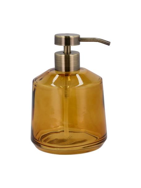 Dozownik do mydła ze szkła Vintage, Pomarańczowy, odcienie mosiądzu, Ø 10 x W 15 cm