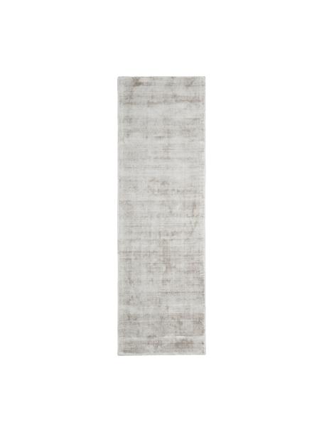 Ručně tkaný viskózový běhoun Jane, Světle šedá, Š 80 cm, D 300 cm