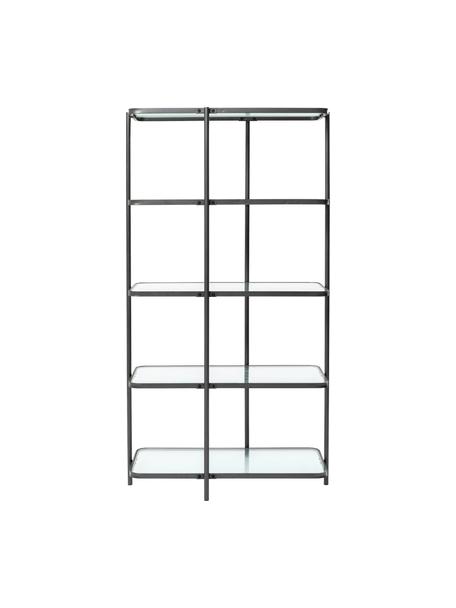Libreria con ripiani in vetro Modern Art, Ripiani: vetro temperato, Nero, trasparente, Larg. 100 x Alt. 200 cm
