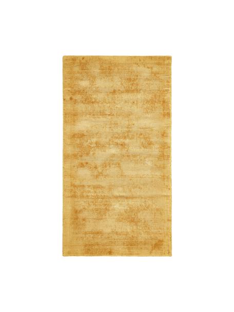 Ręcznie tkany dywan z wiskozy Jane, Musztardowy, S 80 x D 150 cm (Rozmiar XS)