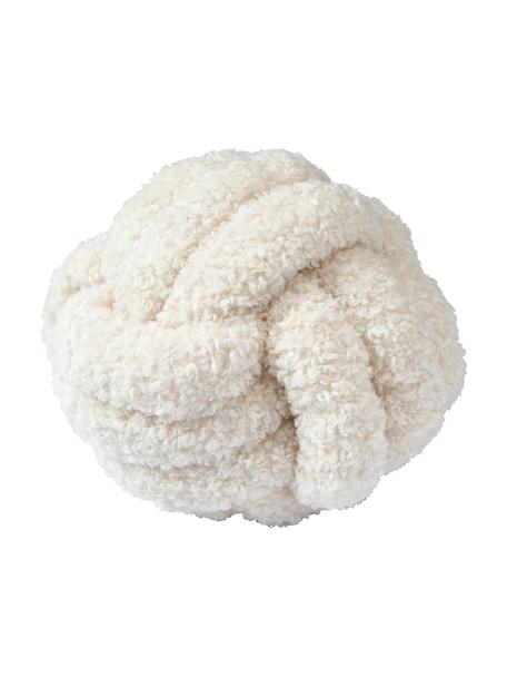 Poduszka supeł Teddy Dotty, Tapicerka: 100% poliester (Teddy), Kremowobiały, Ø 30 cm