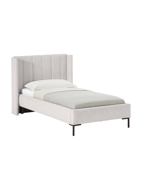 Einzelbett Dusk, Bezug: Fein strukturierter Webst, Korpus: Massives Kiefernholz, FSC, Füße: Metall, pulverbeschichtet, Webstoff Greige, B 90 x L 200 cm