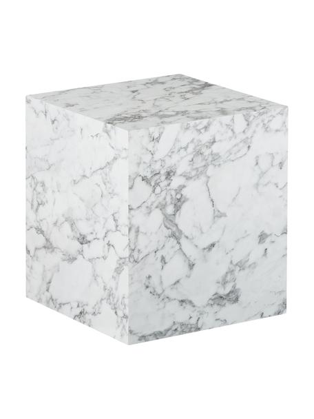 Table d'appoint aspect marbre Lesley, Panneau en fibres de bois à densité moyenne (MDF), enduit feuille mélaminée, Blanc-gris, marbré, larg. 45 x haut. 50 cm