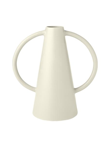 Vaso di design bianco crema Frigya, Gres, Bianco crema, Ø 6 x Alt. 31 cm