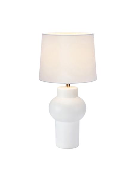 Tischlampe Shape, Lampenschirm: Stoff, Lampenfuß: Keramik, Cremeweiß, Weiß, Ø 23 x H 46 cm
