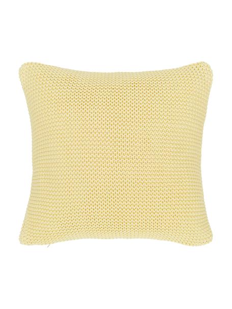 Funda de cojín de punto de algodón ecológico Adalyn, 100% algodón ecológico con certificado GOTS, Amarillo claro, An 40 x L 40 cm