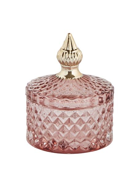 Petite boîte de rangement verre rose Miya, Verre, Rose, transparent, couleur dorée, Ø 9 x haut. 11 cm