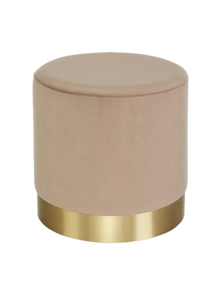 Tabouret en velours Orchid, Velours taupe, couleur dorée, Ø 38 x haut. 38 cm