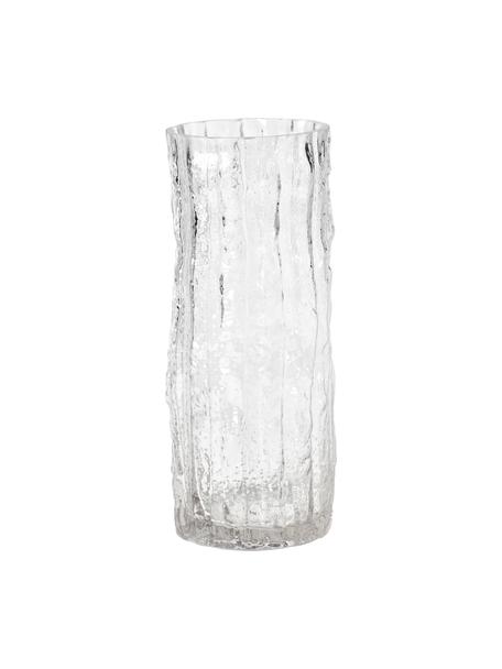 Glas-Vase Elli mit strukturierter Oberfläche, Glas, Transparent, Ø 13 x H 30 cm